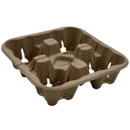 BANDEJA PORTAVASOS CARTON PAPEL PARA 4 VASOS 195x195x53mm