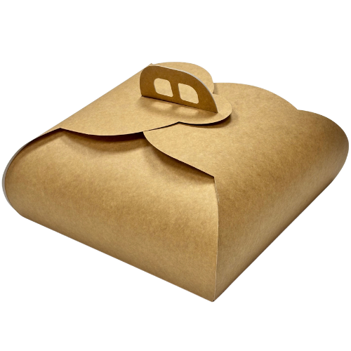 CAJA TARTA KRAFT interior blanco FOLDING MARIPOSA CON ASA 240X240mm