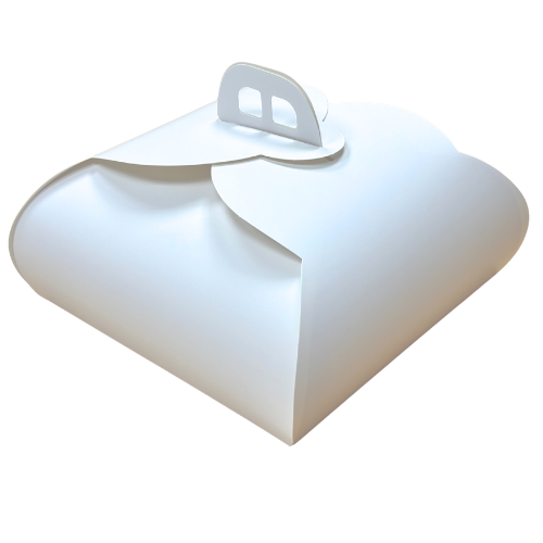 CAJA TARTA BLANCA FOLDING MARIPOSA CON ASA 240X240mm