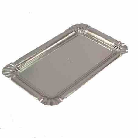 BANDEJA CARTON RECTANGULAR PLATA N6 250x180mm PARA PASTELERIA