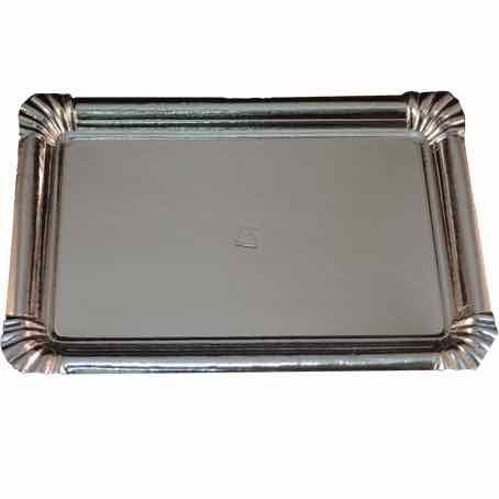 BANDEJA CARTON RECTANGULAR PLATA Nº6 250x180mm PARA PASTELERIA